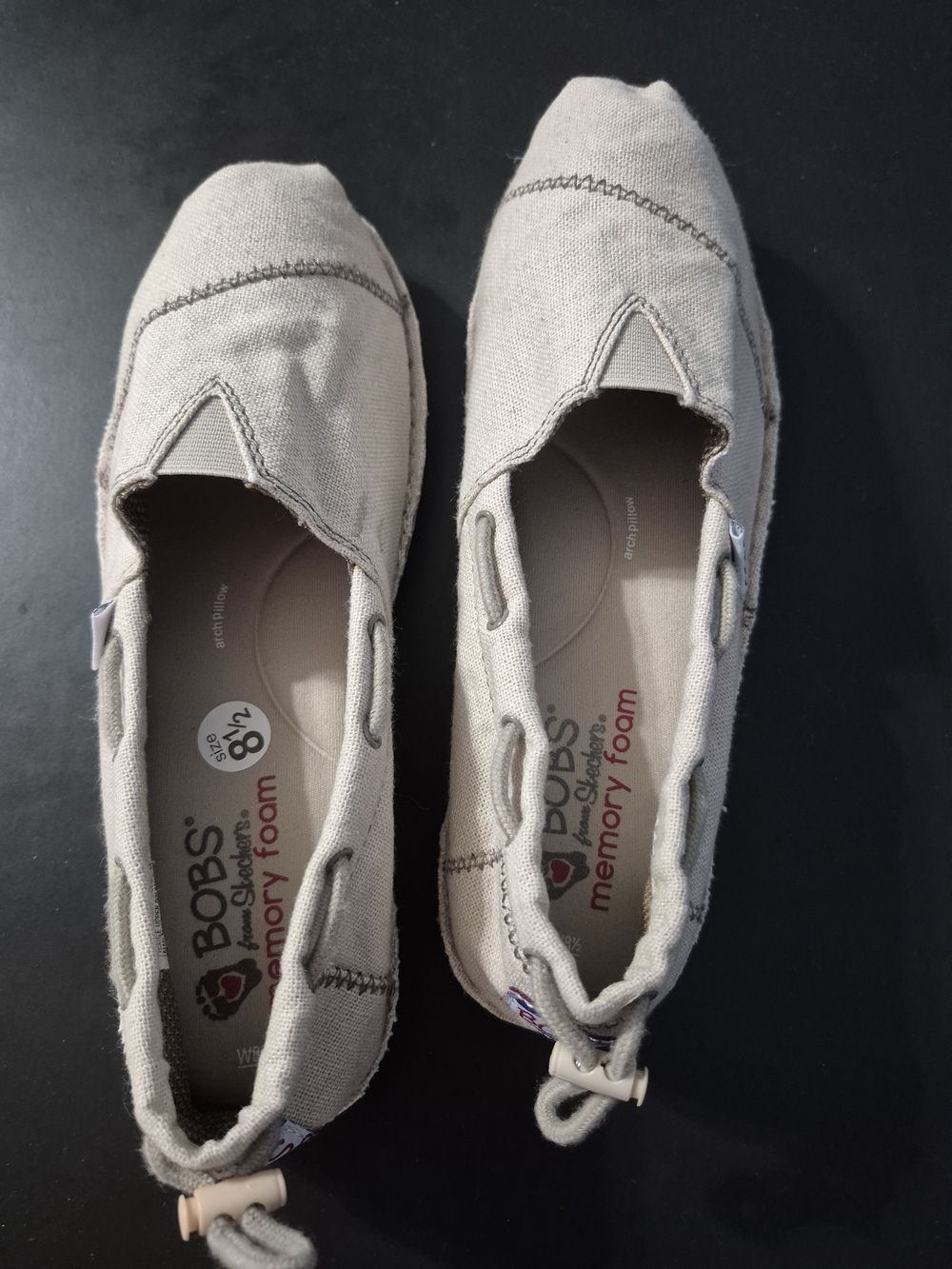 Skechers BOBS Beige Slip-On Flats with Memory Foam